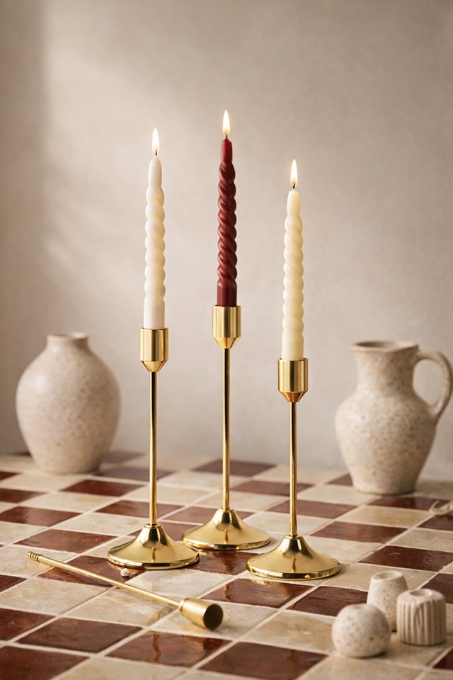 Zestaw 3 świeczników SHP SPLEND złoty