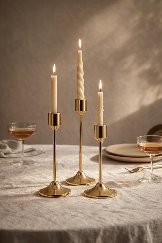 Zestaw 3 świeczników SHP SPLEND złoty
