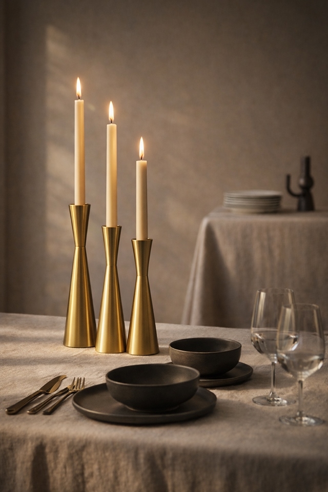 Zestaw 3 świeczników SHP TRIO złoty