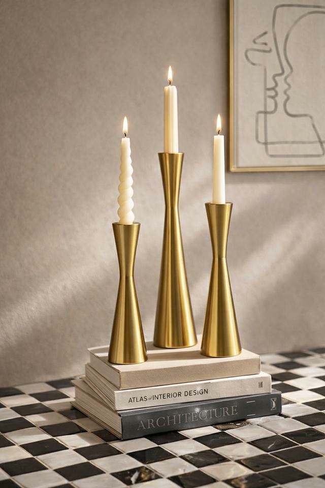 Zestaw 3 świeczników SHP TRIO złoty