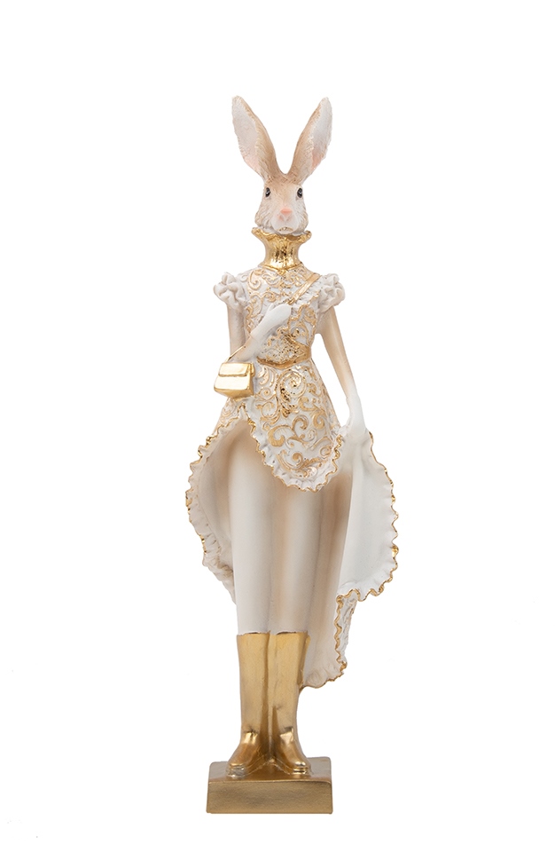 Figurka dekoracyjna SHP RABBIT beżowa / złota