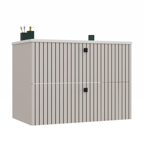  Szafka do łazienki z umywalką 80 cm, ryflowany front, kaszmir Tigo 2S