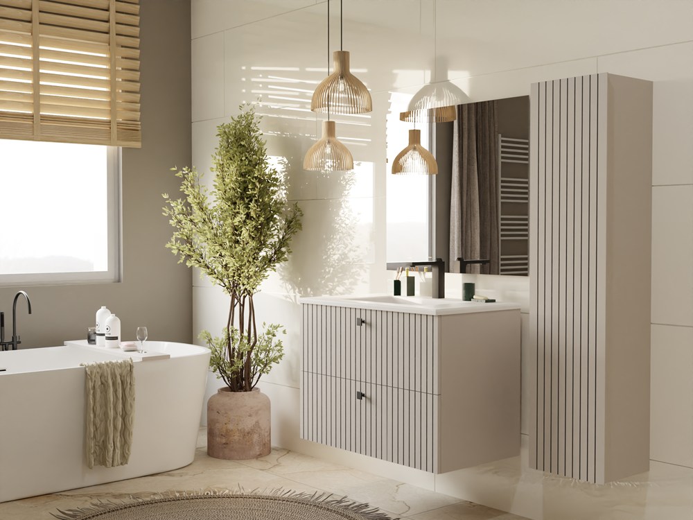 SZAFKA POD UMYWALKĘ TIGO 80 2S KASZMIR RYFLOWANY FRONT + UMYWALKA