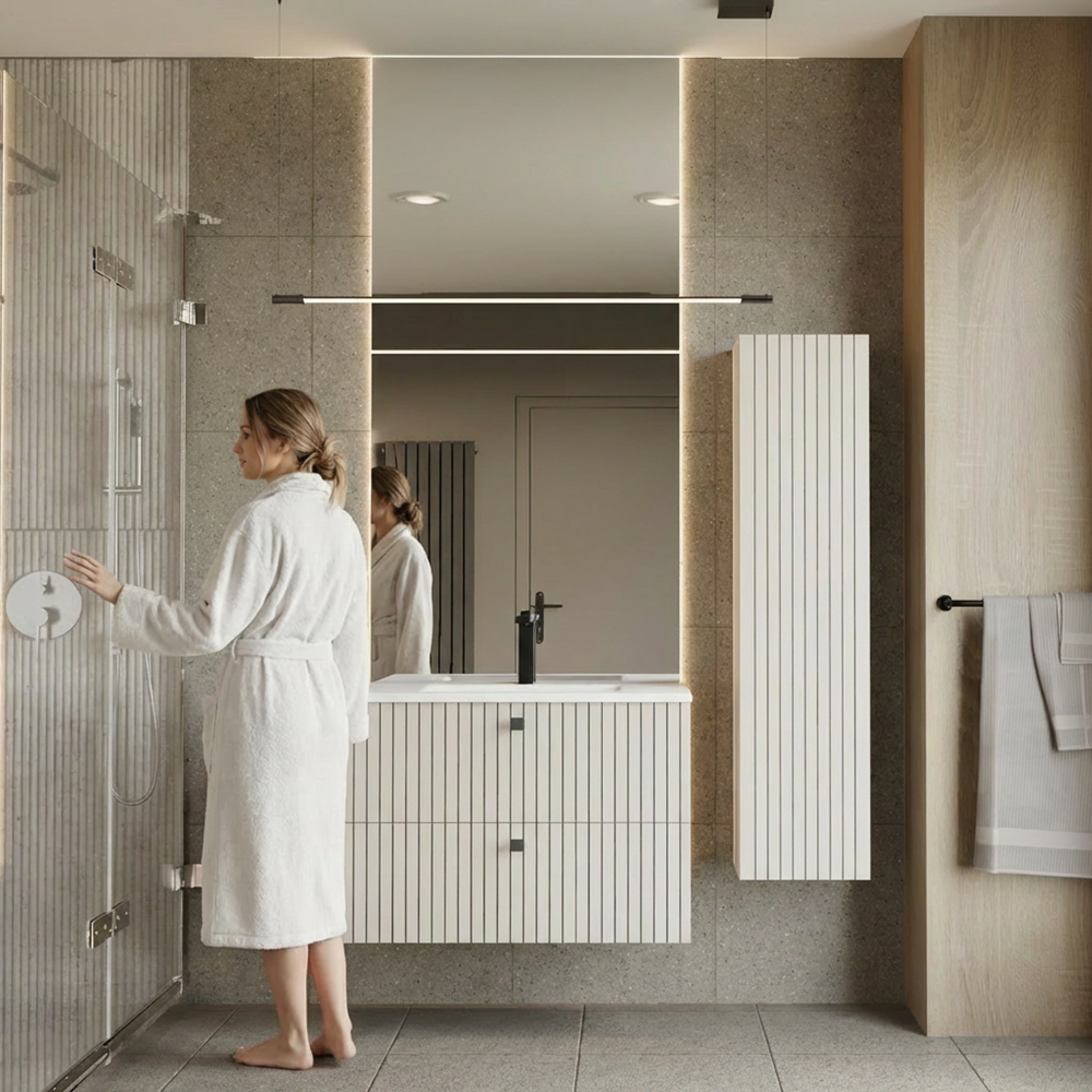 SZAFKA POD UMYWALKĘ TIGO 80 2S KASZMIR RYFLOWANY FRONT + UMYWALKA