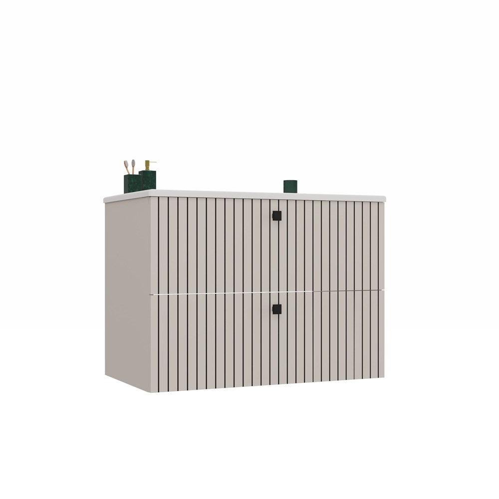 SZAFKA POD UMYWALKĘ TIGO 80 2S KASZMIR RYFLOWANY FRONT + UMYWALKA