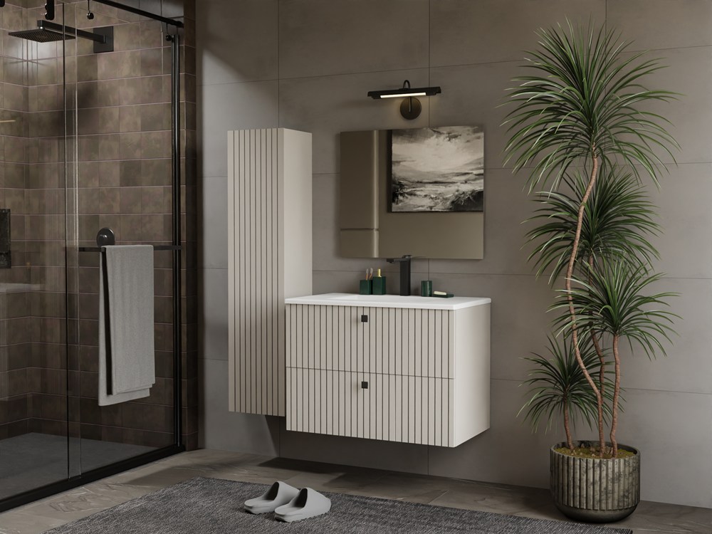 SZAFKA POD UMYWALKĘ TIGO 80 2S KASZMIR 2 SZUFLADY RYFLOWANY FRONT WISZĄCA