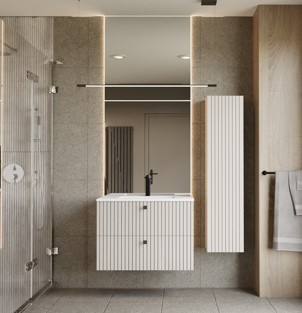 SZAFKA POD UMYWALKĘ TIGO 80 2S KASZMIR 2 SZUFLADY RYFLOWANY FRONT WISZĄCA