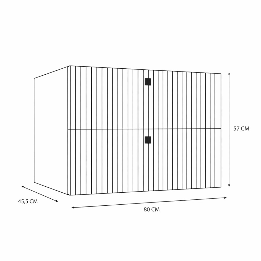 SZAFKA POD UMYWALKĘ TIGO 80 2S KASZMIR 2 SZUFLADY RYFLOWANY FRONT WISZĄCA