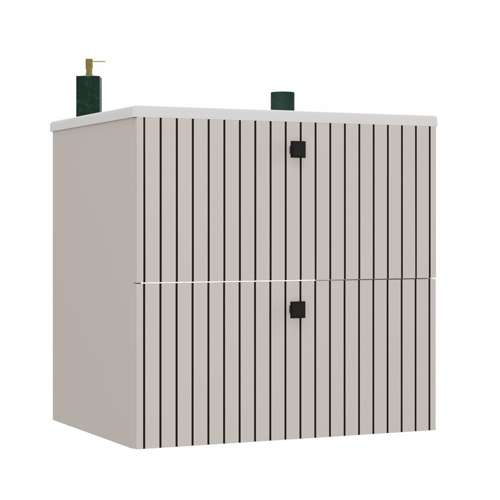 SZAFKA POD UMYWALKĘ TIGO 60 2S KASZMIR RYFLOWANY FRONT + UMYWALKA