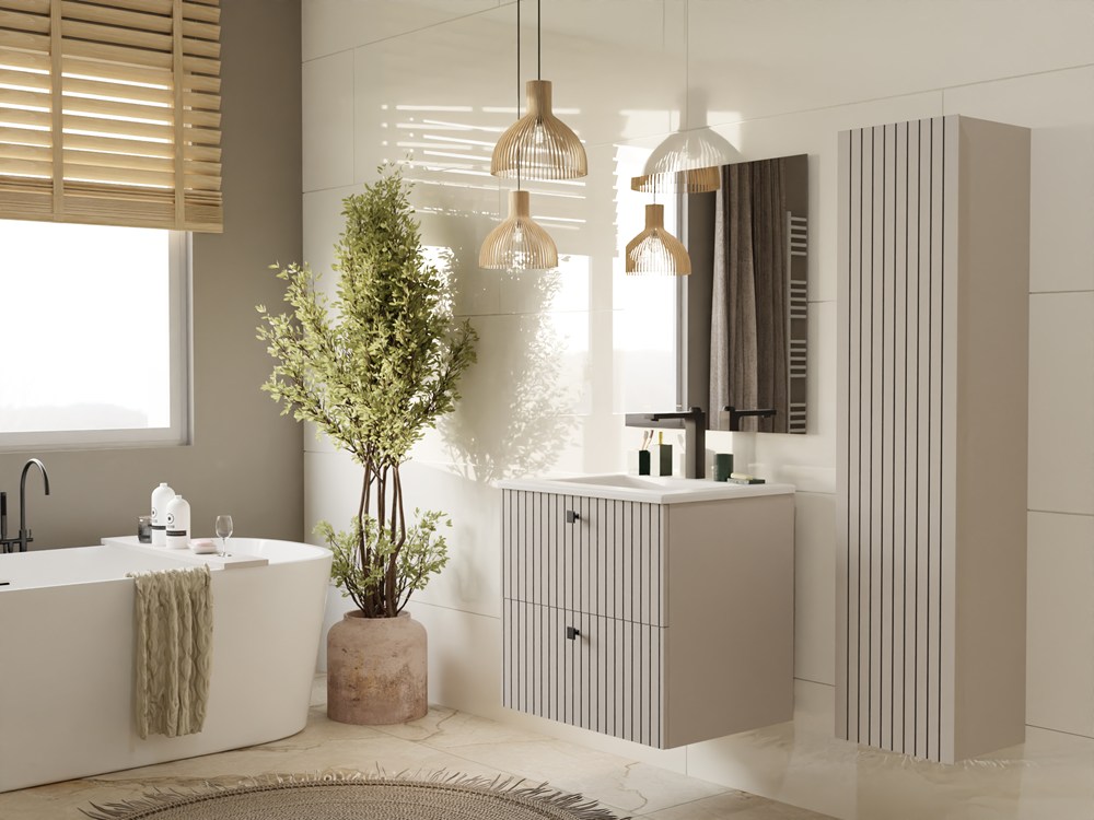 SZAFKA POD UMYWALKĘ TIGO 60 2S KASZMIR RYFLOWANY FRONT + UMYWALKA