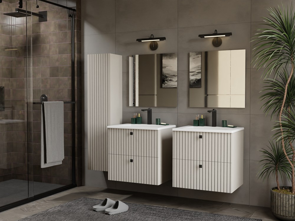 SZAFKA POD UMYWALKĘ TIGO 60 2S KASZMIR RYFLOWANY FRONT + UMYWALKA