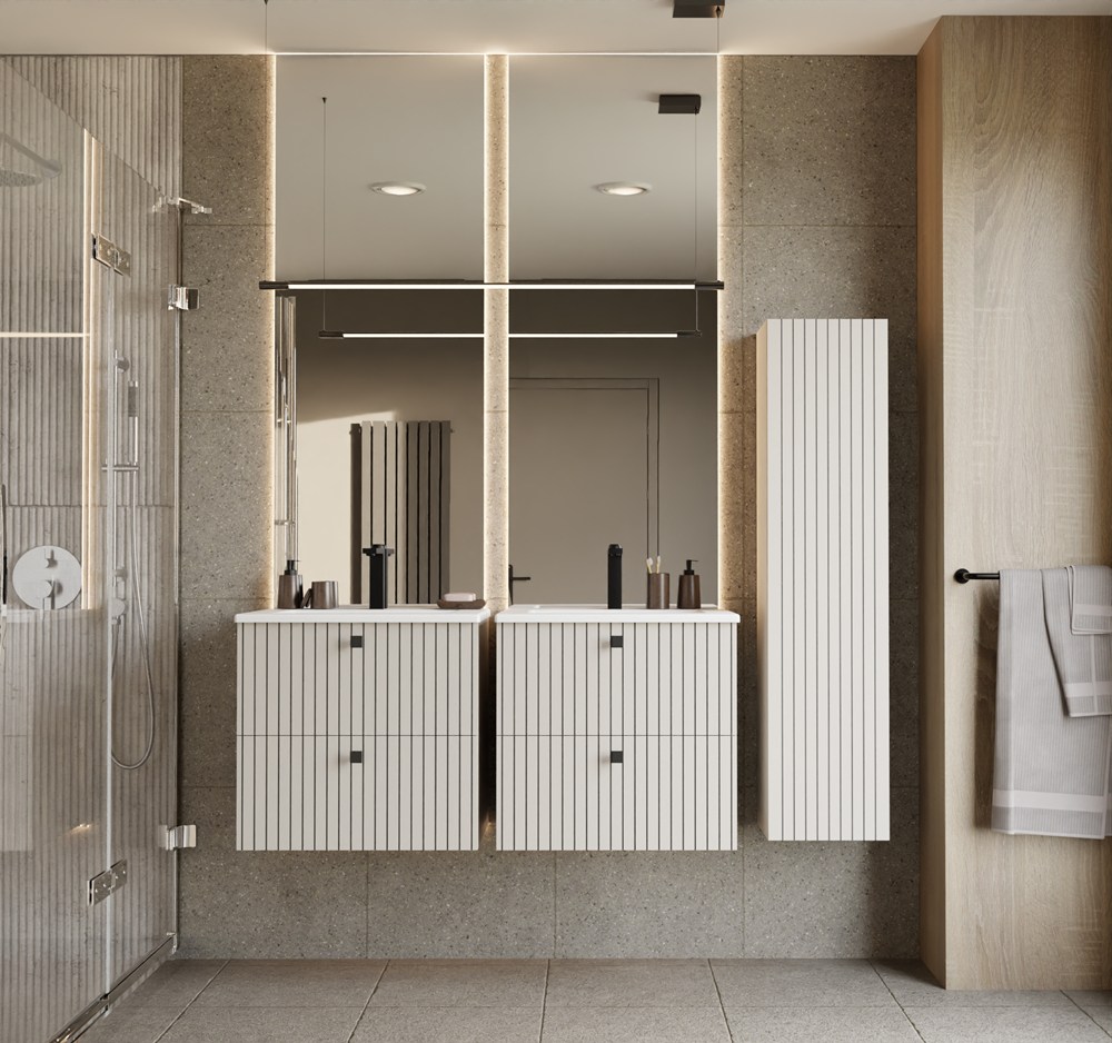 SZAFKA POD UMYWALKĘ TIGO 60 2S KASZMIR RYFLOWANY FRONT + UMYWALKA