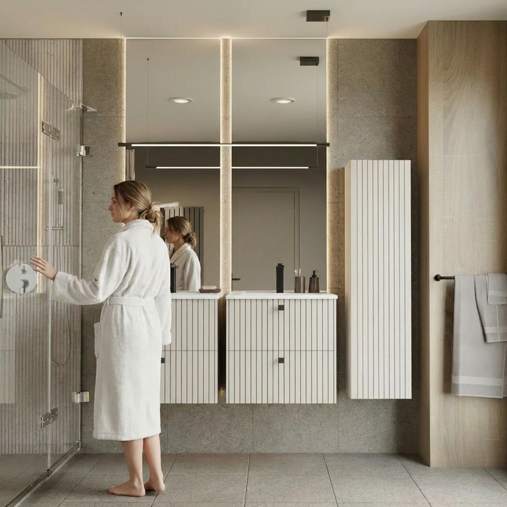 SZAFKA POD UMYWALKĘ TIGO 60 2S KASZMIR RYFLOWANY FRONT + UMYWALKA