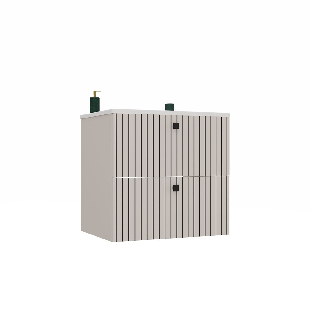 SZAFKA POD UMYWALKĘ TIGO 60 2S KASZMIR RYFLOWANY FRONT + UMYWALKA