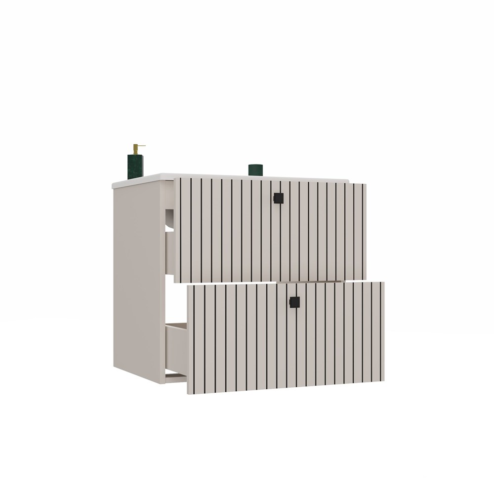 SZAFKA POD UMYWALKĘ TIGO 60 2S KASZMIR RYFLOWANY FRONT + UMYWALKA