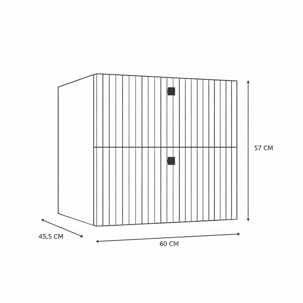 SZAFKA POD UMYWALKĘ TIGO 60 2S KASZMIR 2 SZUFLADY RYFLOWANY FRONT WISZĄCA
