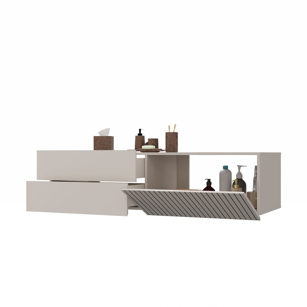 SZAFKA POD UMYWALKĘ TIGO 1D2S KASZMIR 140 CM 2 SZUFLADY RYFLOWANY FRONT WISZĄCA