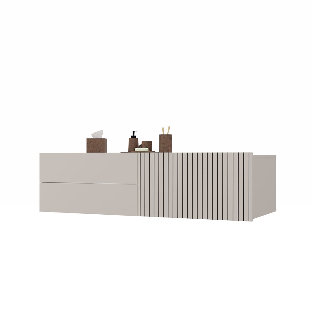 SZAFKA POD UMYWALKĘ TIGO 1D2S KASZMIR 140 CM 2 SZUFLADY RYFLOWANY FRONT WISZĄCA