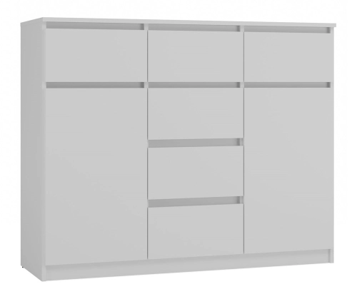 Komoda 120 cm, biały matowy do salonu z szufladami Malwa 2D6S