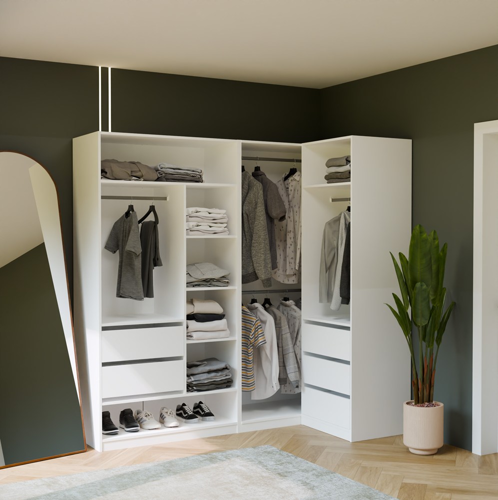 Garderoba Szafa OPENO 1W1P3S BIAŁA Modułowa Regał z Drążkiem 3 Szuflady