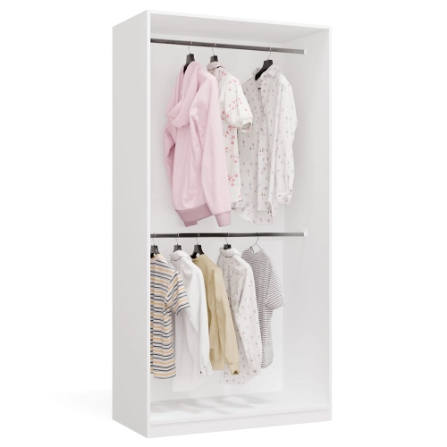 Garderoba modułowa biała, z 2 drążkami Openo 2W