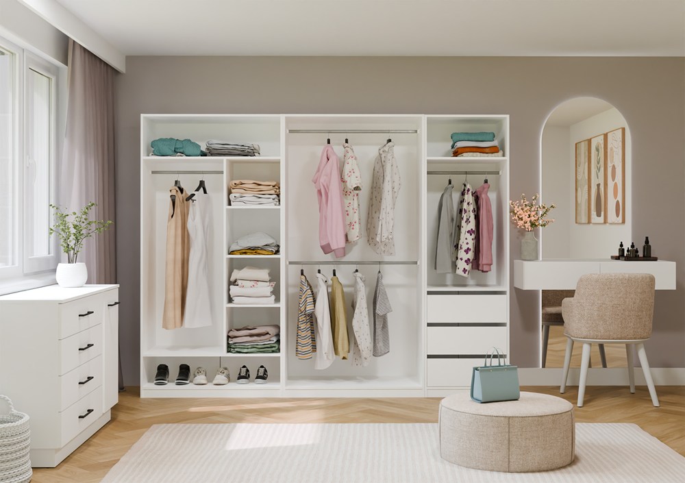 Garderoba Szafa OPENO 1W6P BIAŁA Modułowa Regał z Drążkiem Półki Sypialnia