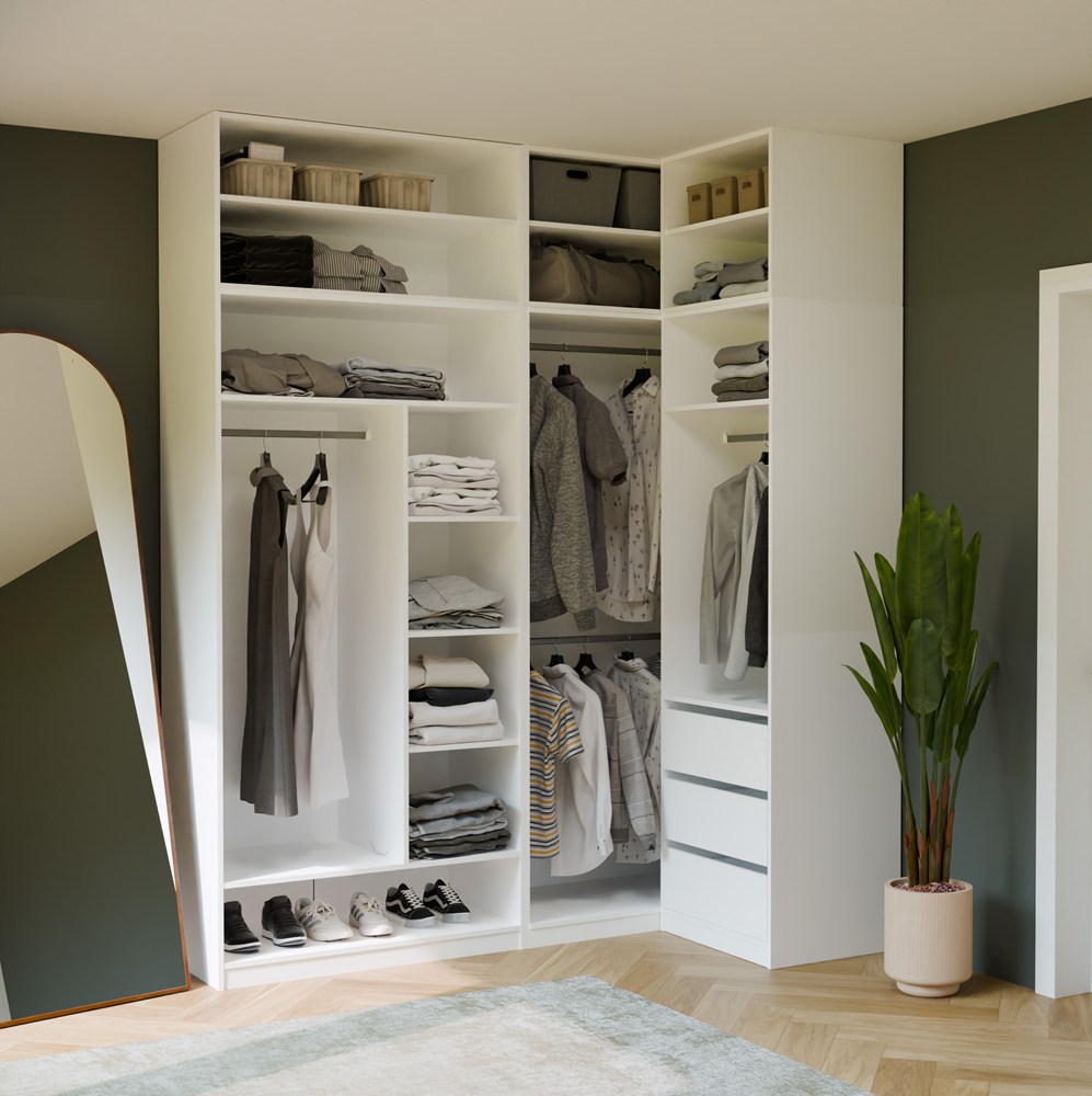 Garderoba Szafa OPENO 1W6P BIAŁA Modułowa Regał z Drążkiem Półki Sypialnia