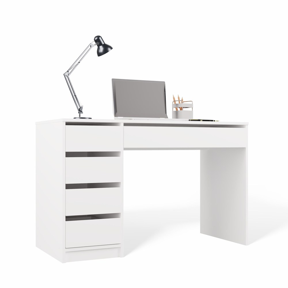 Biurko ARTO BIAŁE 120 CM 5 Szuflad Szafka Nowoczesne Do Pracy Domu Biura