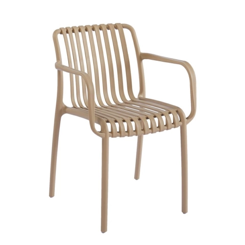 Krzesło beżowe ogrodowe z podłokietnikami Strips Arm