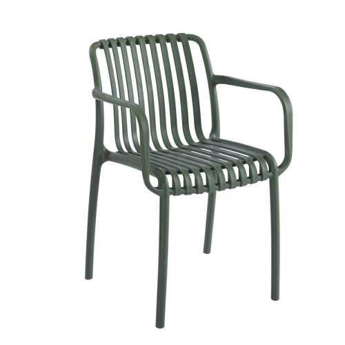 Krzesło zielone ogrodowe z podłokietnikami Strips Arm