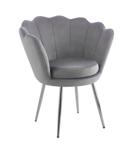  Krzesło muszelka szary, ze srebrnymi nogami Shell
