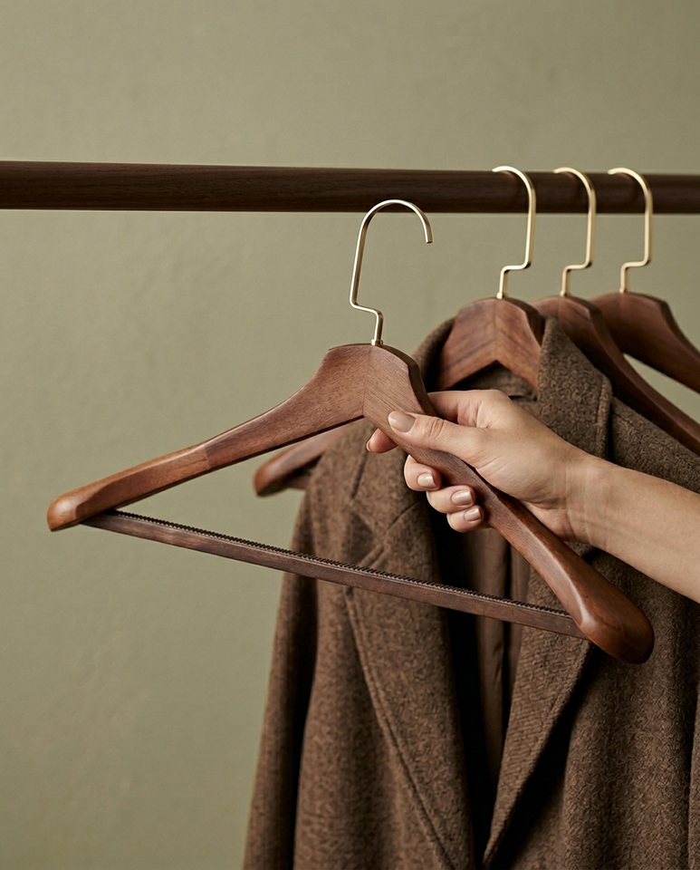 Zestaw 4 wieszaków SHP HARDI brązowy