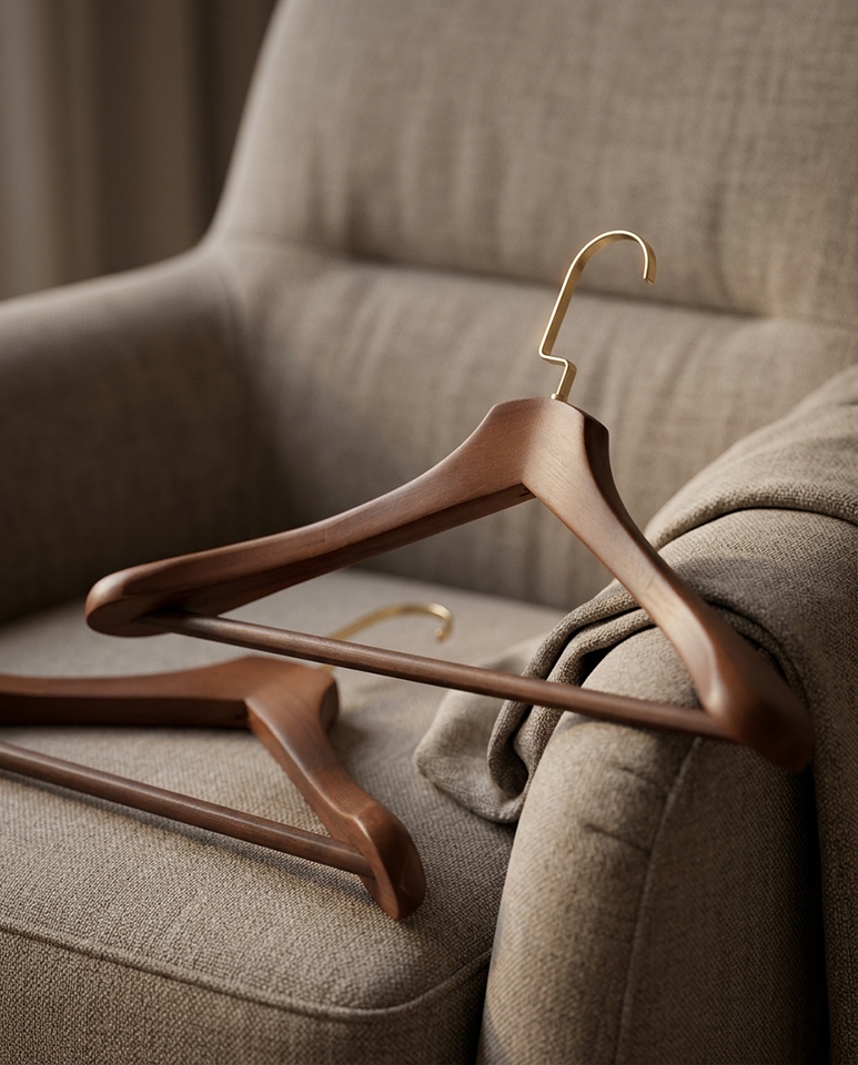 Zestaw 4 wieszaków SHP HARDI brązowy