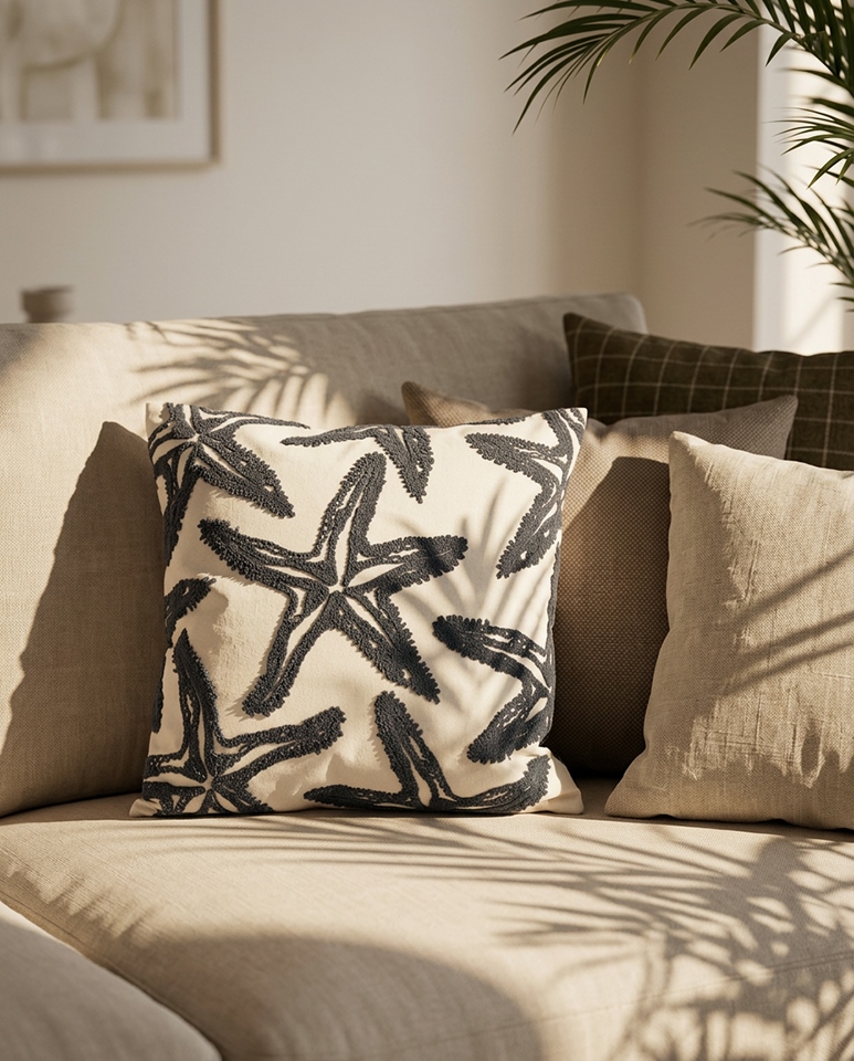 Poduszka dekoracyjna SHP STARFISH beżowa / szara