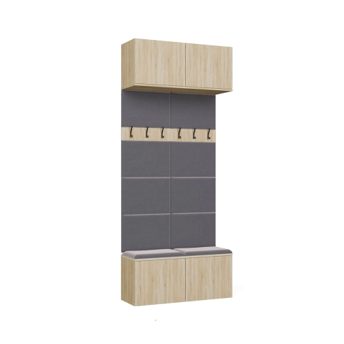  Garderoba podwójna z wieszakami do przedpokoju, dąb sonoma Haga II 2W