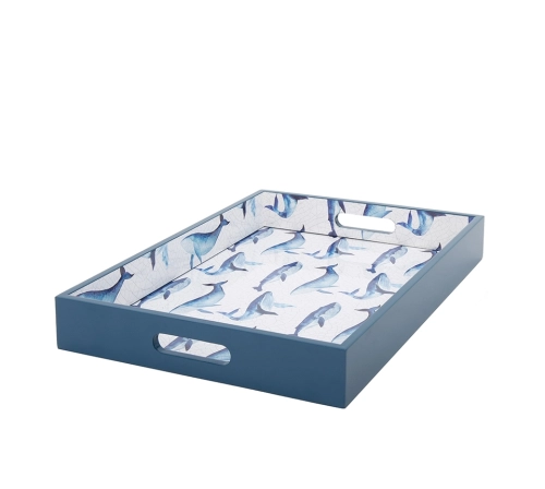 Taca dekoracyjna niebieska/biała Whale SHP