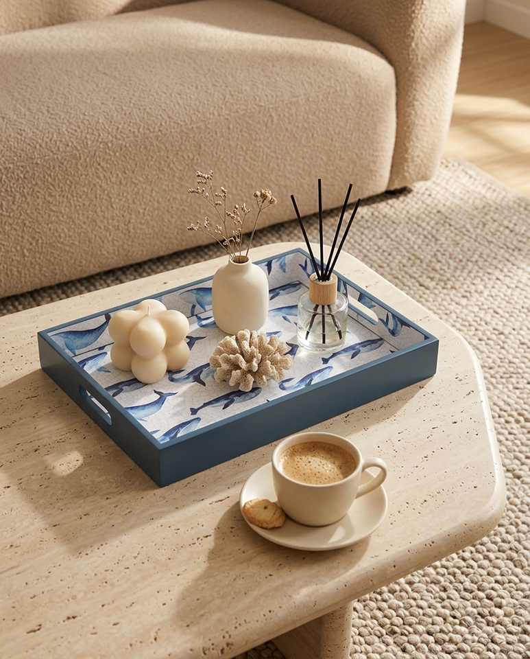 Taca dekoracyjna SHP WHALE niebieska / biała