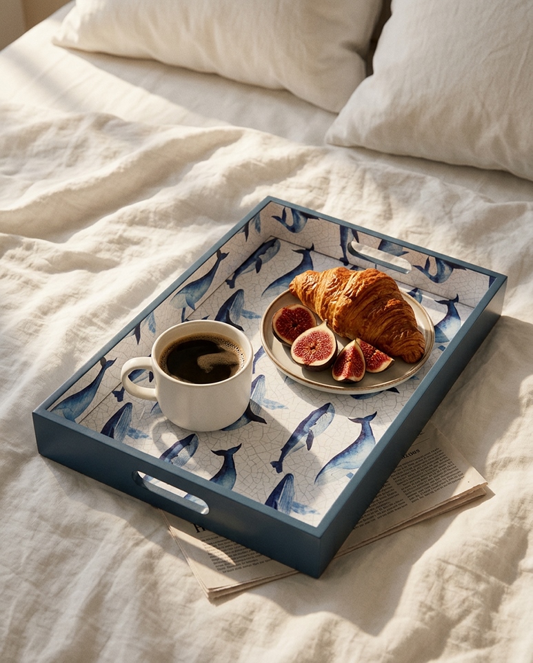 Taca dekoracyjna SHP WHALE niebieska / biała