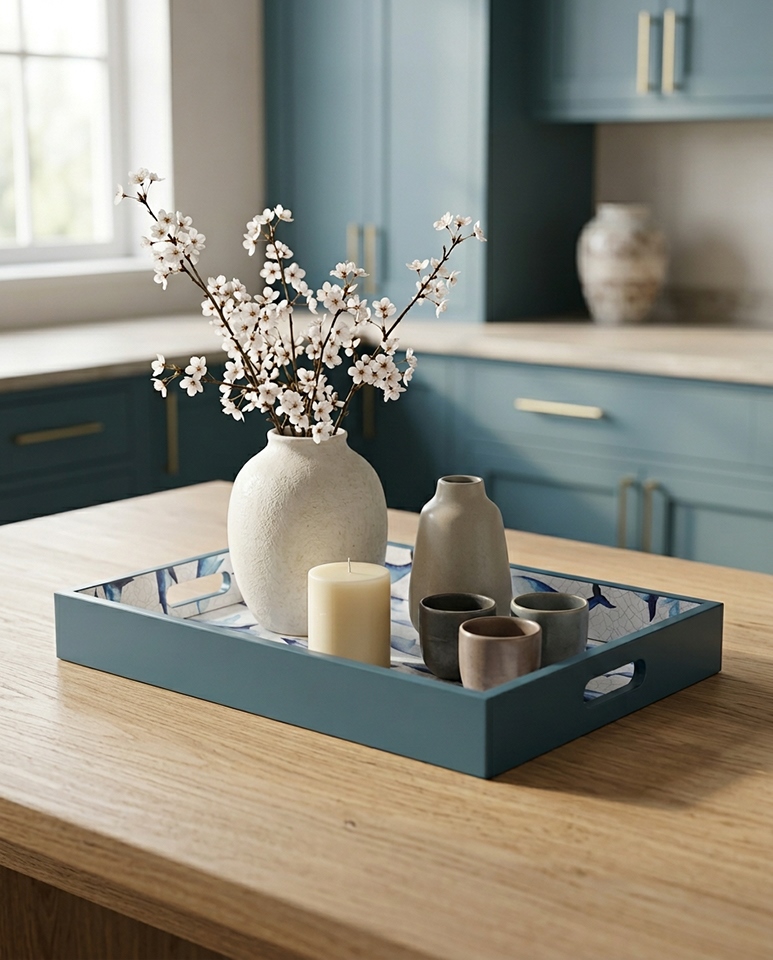 Taca dekoracyjna SHP WHALE niebieska / biała