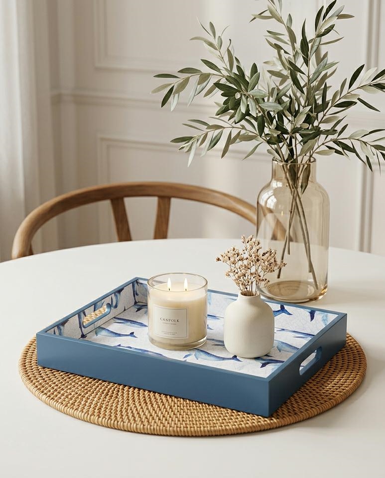 Taca dekoracyjna SHP WHALE niebieska / biała