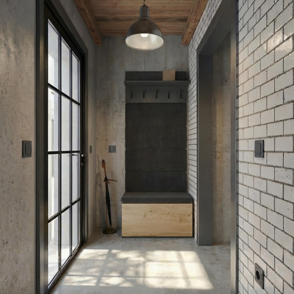 Wieszak + Szafka LIOR CZERŃ / DĄB ARTISAN Do Przedpokoju