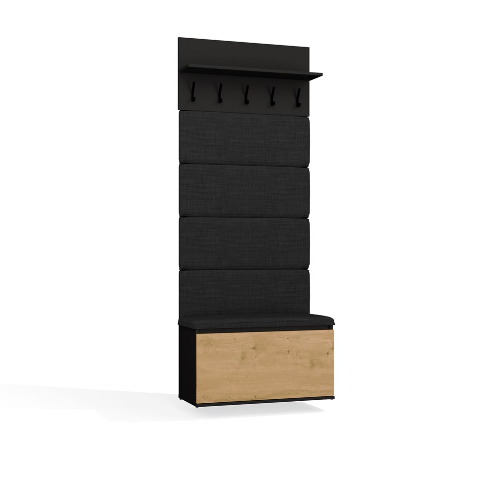 Wieszak + Szafka LIOR CZERŃ / DĄB ARTISAN Do Przedpokoju