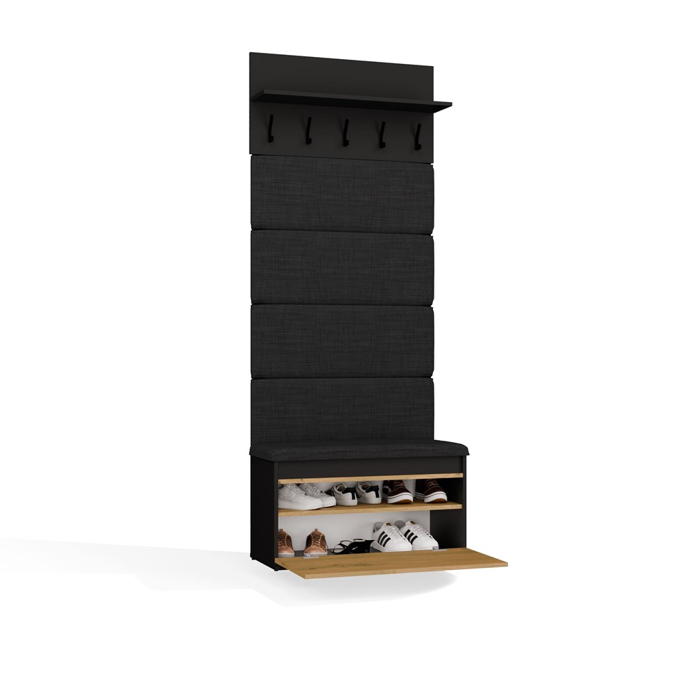 Wieszak + Szafka LIOR CZERŃ / DĄB ARTISAN Do Przedpokoju