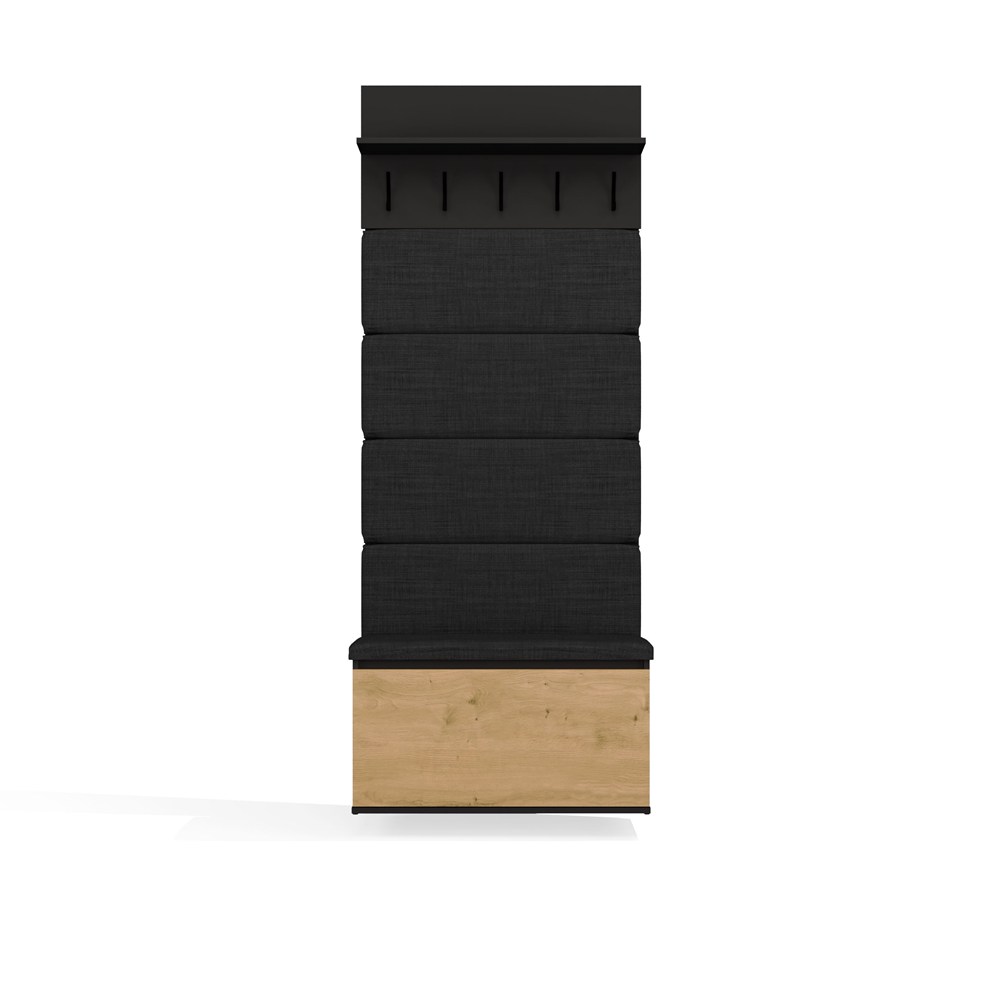 Wieszak + Szafka LIOR CZERŃ / DĄB ARTISAN Do Przedpokoju