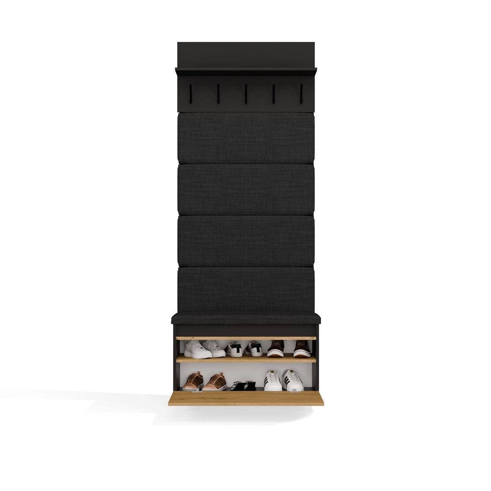 Wieszak + Szafka LIOR CZERŃ / DĄB ARTISAN Do Przedpokoju