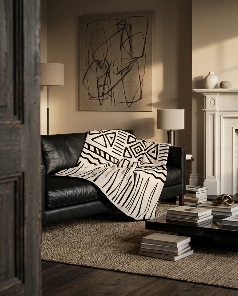 Pokrowiec na sofę SHP CORDE beżowy / czarny