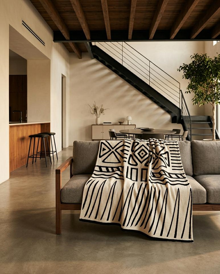 Pokrowiec na sofę SHP CORDE beżowy / czarny