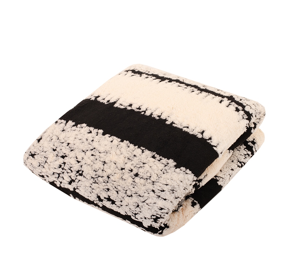 Pokrowiec na sofę w paski SHP VERTE beżowy / czarny