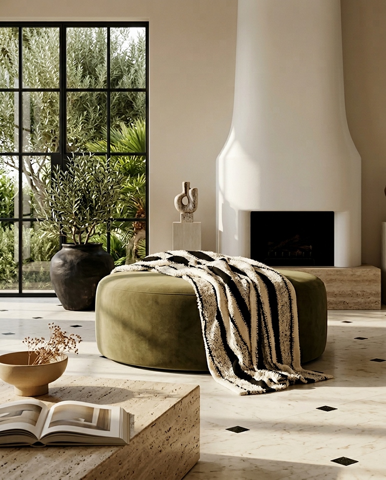 Pokrowiec na sofę w paski SHP VERTE beżowy / czarny