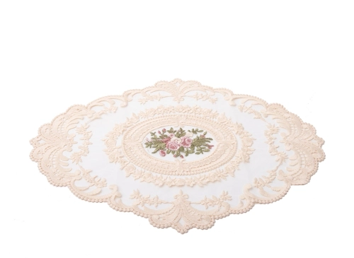 Podkładka haftowana z motywem kwiatów, biała Vienna SHP